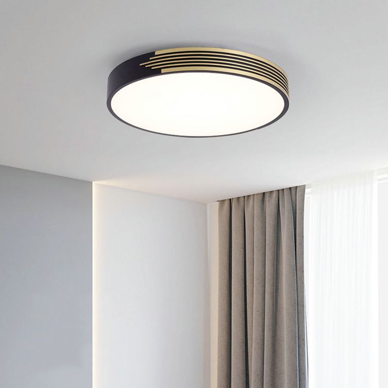 1-flammige, schwarze, bündige Deckenleuchte, runde, moderne Aluminium-Unterputzleuchte