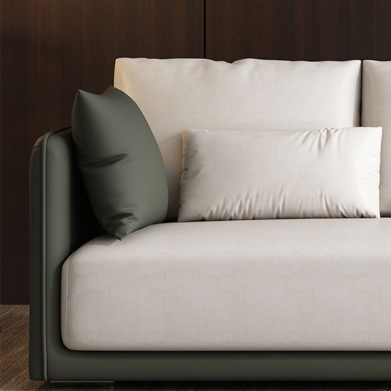 Contemporary Faux Leather Sofa Square Arm Cushion Back Sectional for Living Room