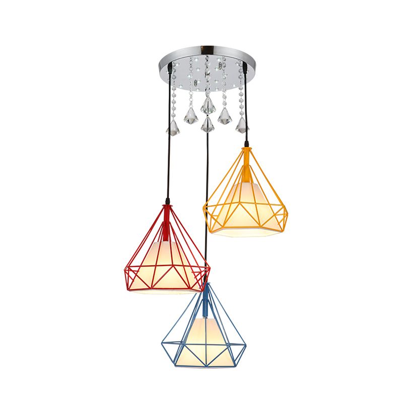 Pendante à cage diamant-jaune rouge