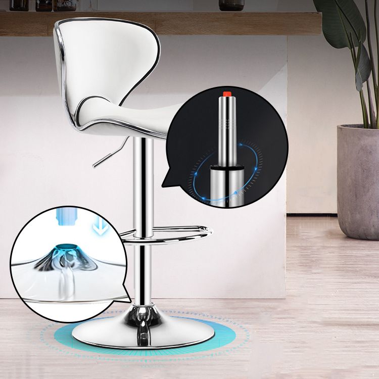 Scandinavian Metal Barstool Low Back PU Leather Adjustable Barstools in Matte Finish