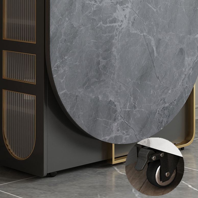 59-inch Oval Shape Casual Dining Table Two-Color Extendable Table with Sintered Stone