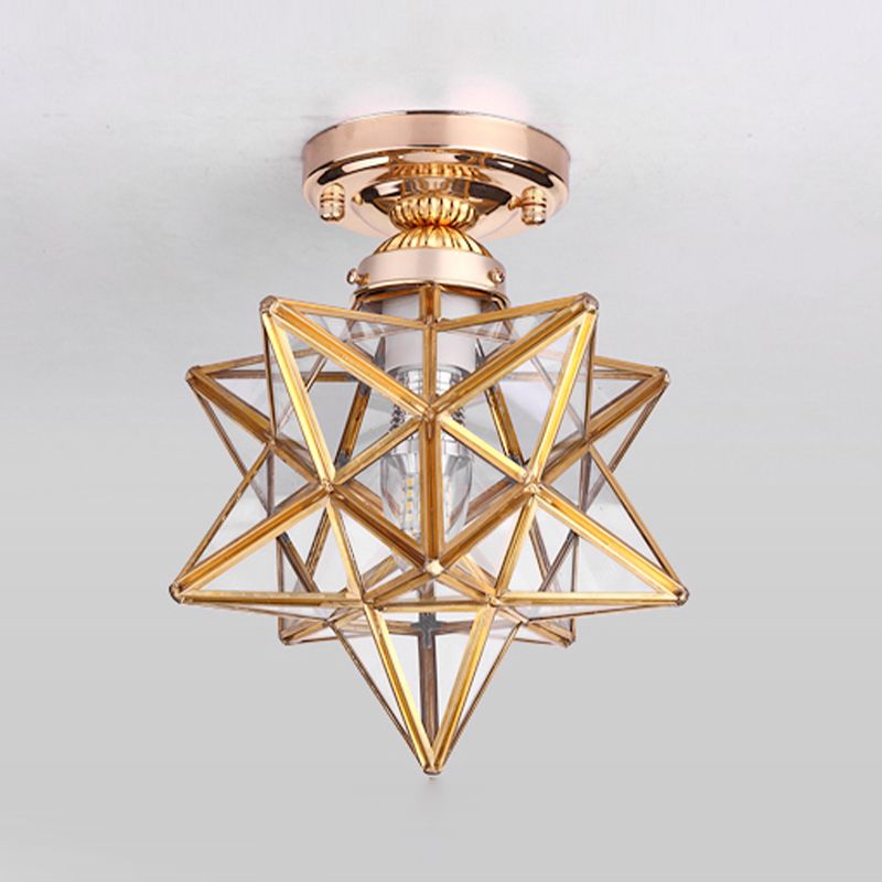 Glass Semi Flush Mount Lighting Vintage Style Shaded Aisle Semi Mount Lighting