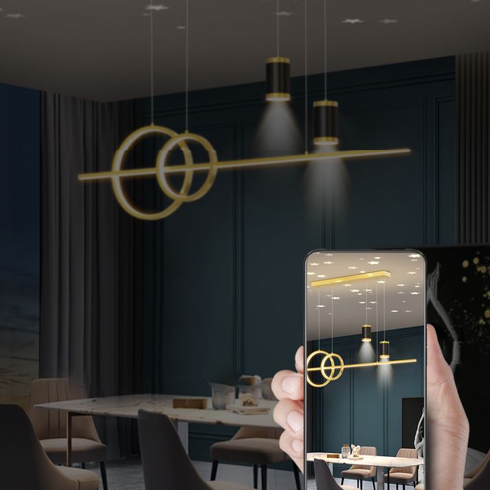 Cilindro de iluminación de la isla contemporánea Metal 5 Pendantes de la Light Island para la cocina