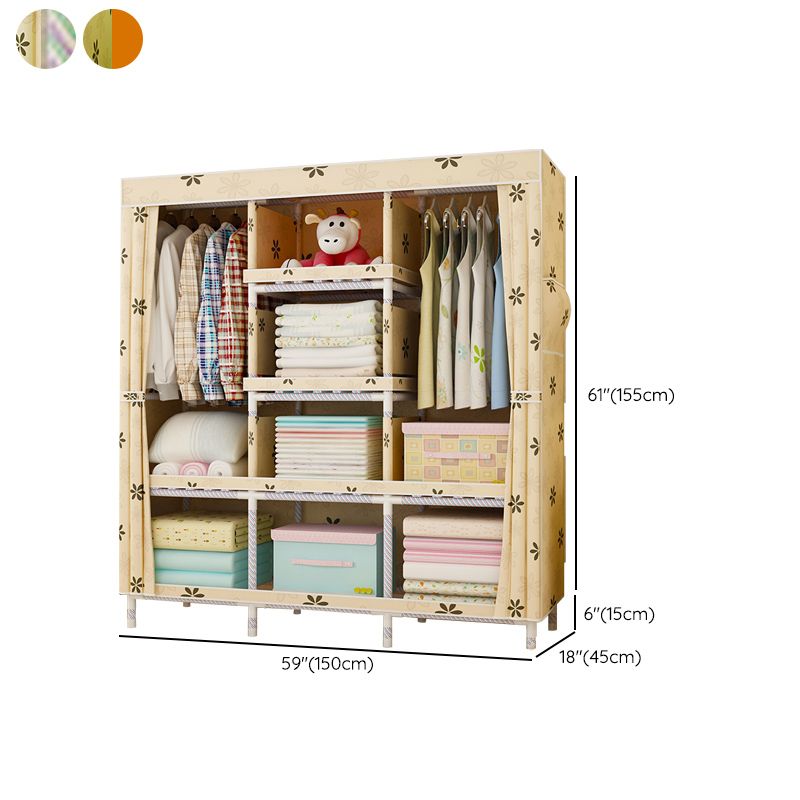Modern Wardrobe with Clothes Rail Matte Finish Cabinet with Wood Frame