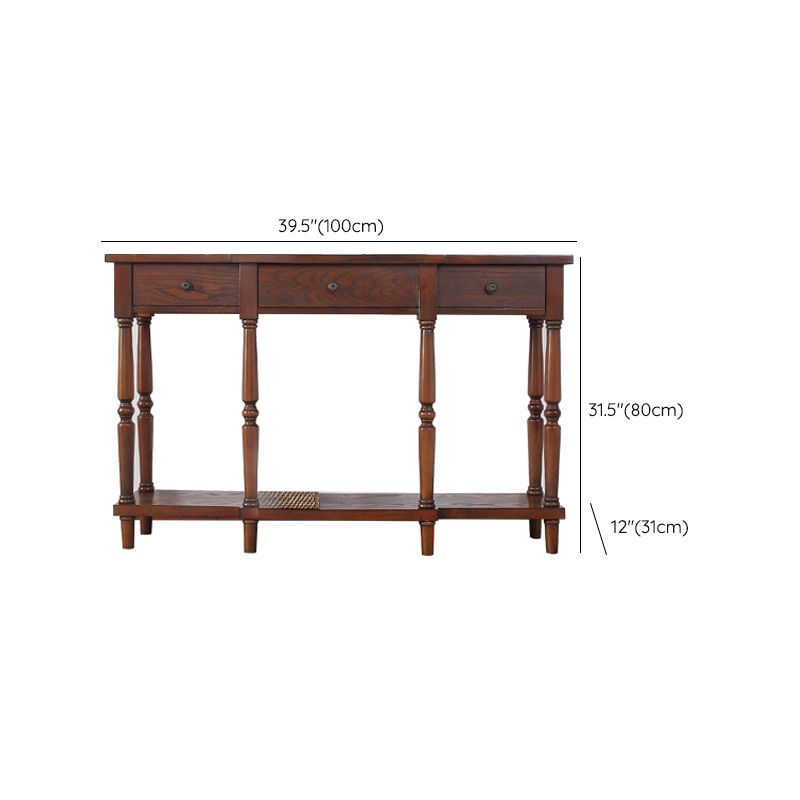 French Country Wood End Table Rectangle Console Sofa Table for Hall