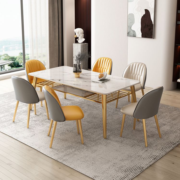 Glam Sintered Stone Küche Esstisch Rechteck Form weißer Esstisch für Küche