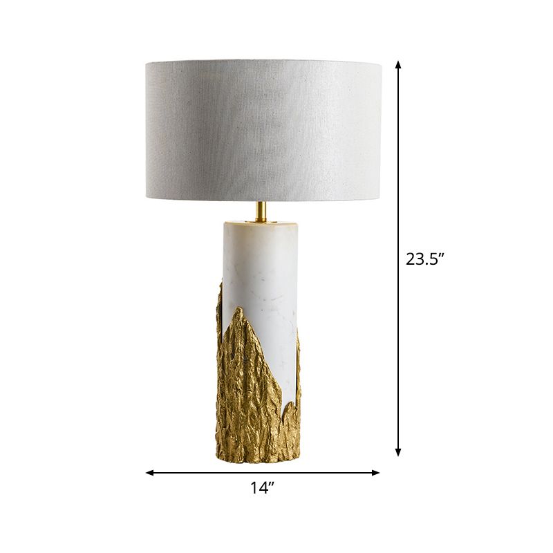1 tâche de chevet d'éclairage modernisme lampe de table de nuit blanche avec une teinte en tissu de cylindre