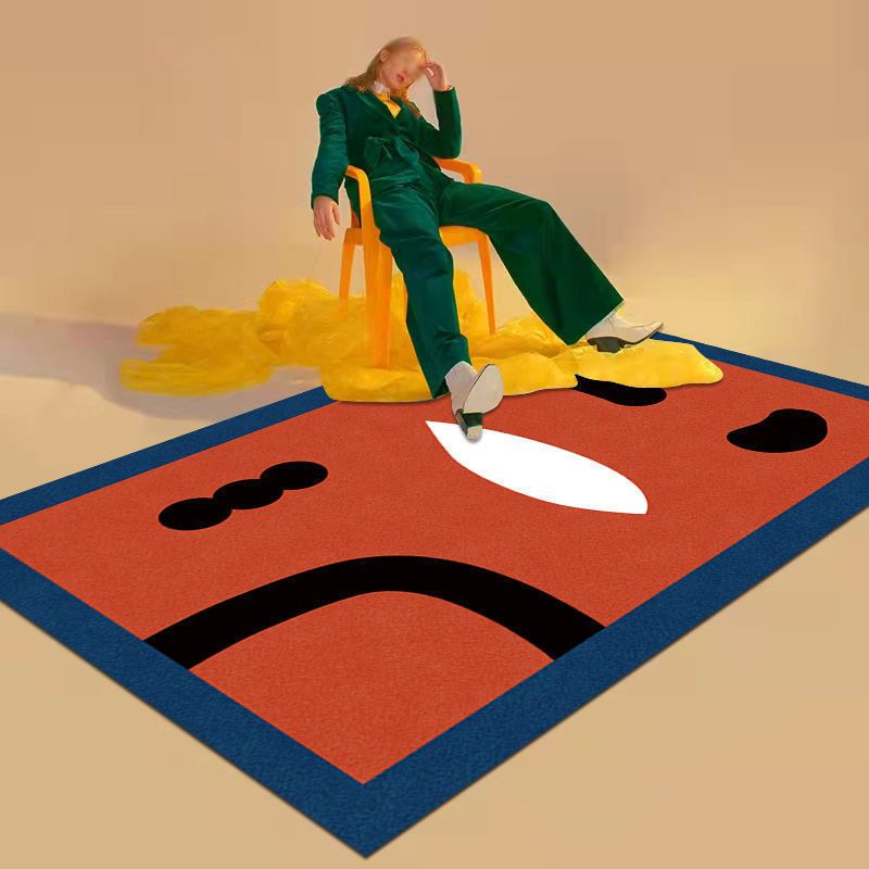 Orange Modern Rug Polyester Abstract Graphic Rug Non-Slip Backing Rug for Home Decor