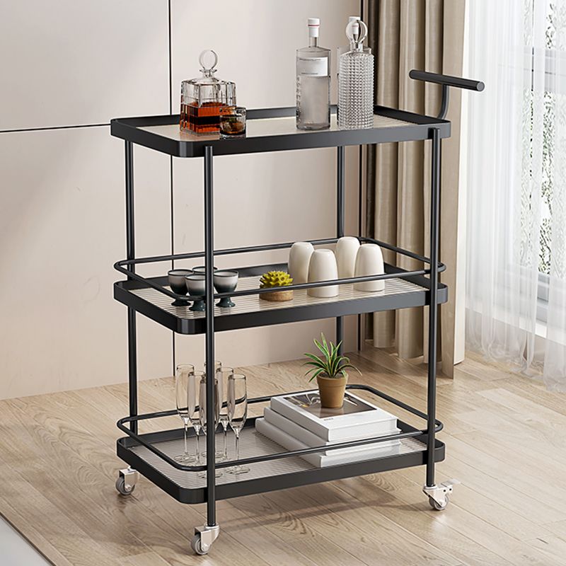 Dining Room Modern Prep Table Rolling Open Shelves Kitchen Trolley