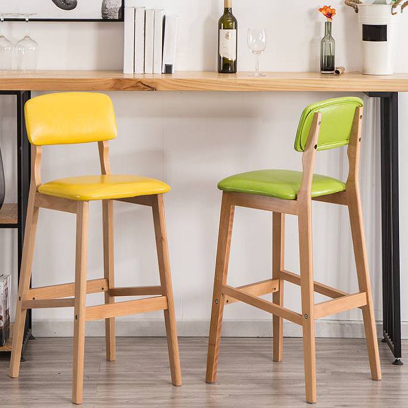 Industrial Style Bar-stool Square Seat Counter Bar Stool with Wooden Legs