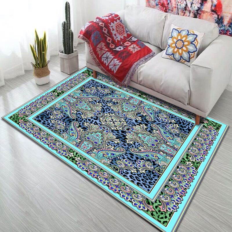 Yellow Bohemian Carpet Polyester Graphic Carpet Non-Slip Backing Carpet for Living Room