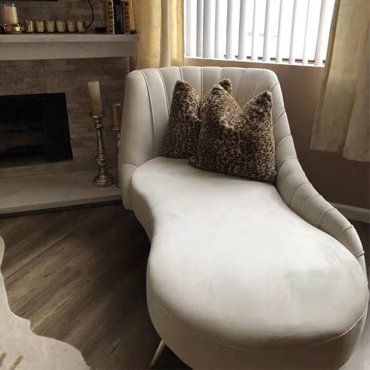 Glam Style Upholstered Cushioned Velvet Rolled Arms Chaise Lounge