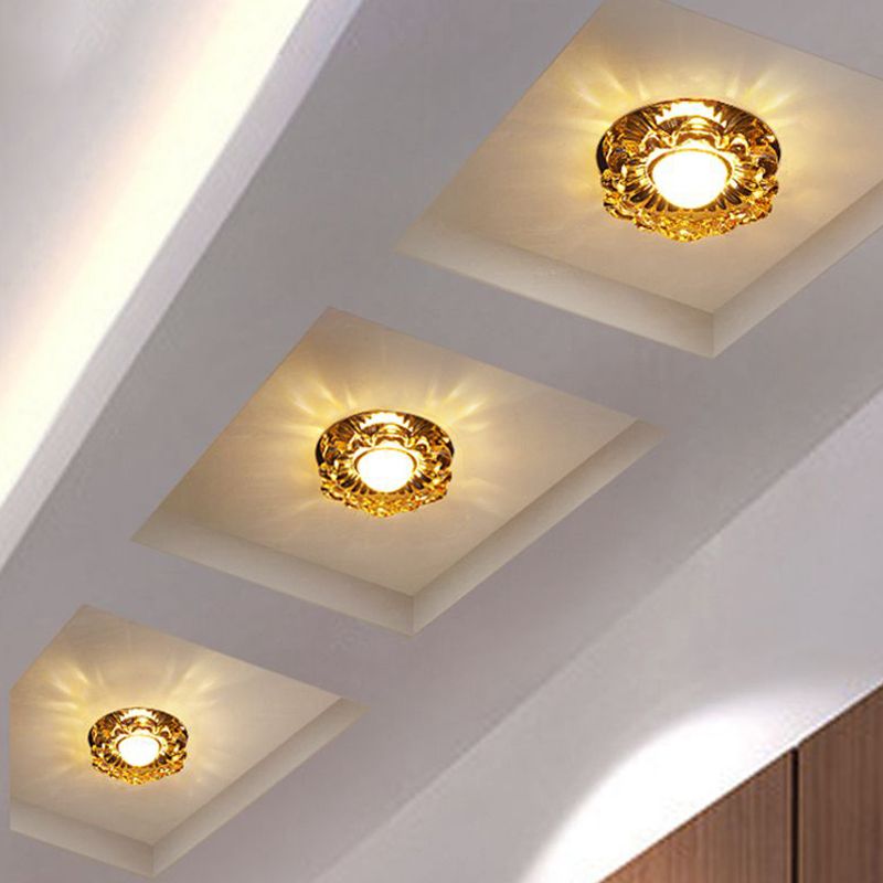 Floweret inbouwlamp moderniteit amber kristal LED-plafondlamp voor veranda