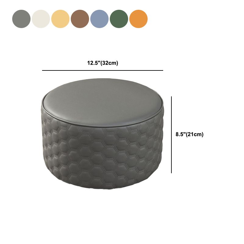 Water Resistant Pouf Ottoman Genuine Leather Round Solid Modern Ottoman