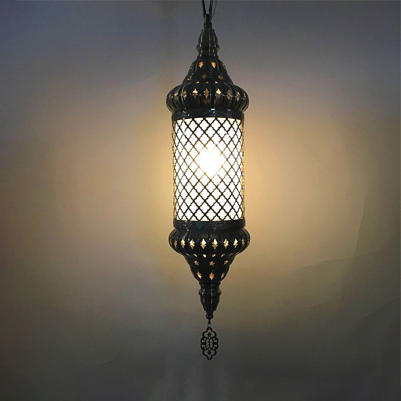 Metal Cylinder Pendant Lighting Decorative 1 Bulb Ceiling Suspension Lamp in Bronze