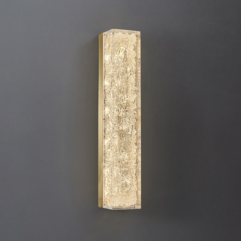 Modern Style Brass Wall Light Cuboid Shape Wall Sconce for Living Room