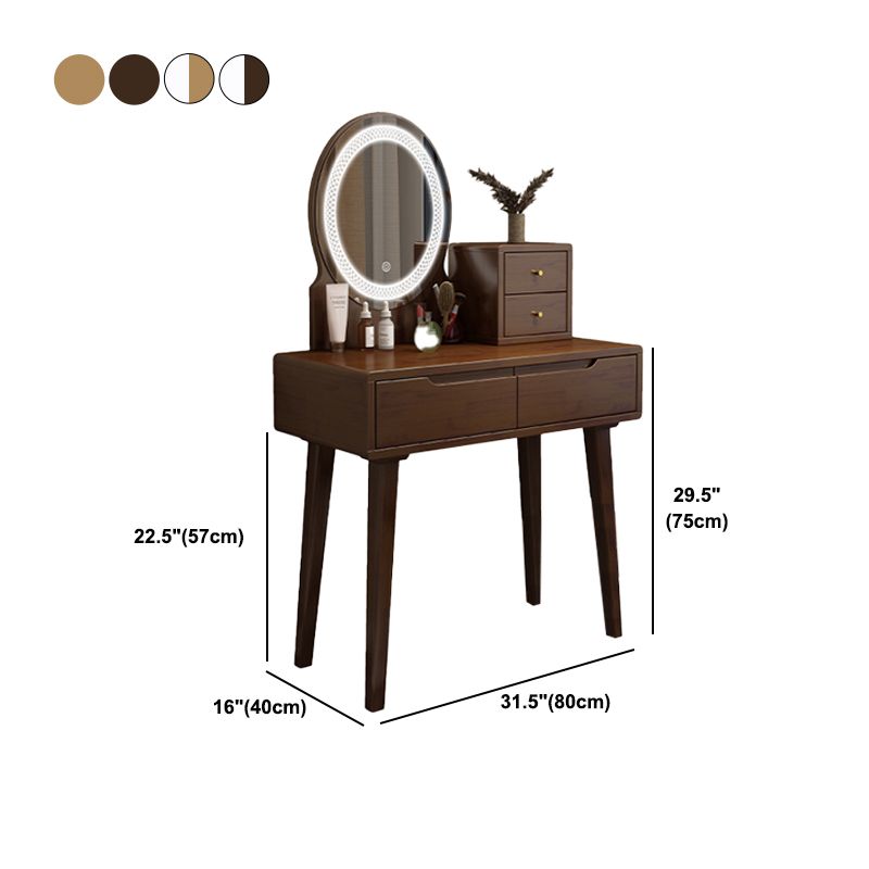 Scandinavian Wooden Make-up Vanity With Drawer in Brown for Bedroom