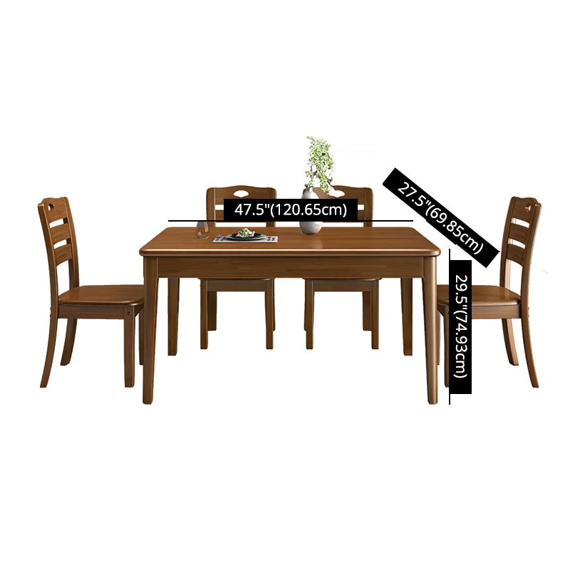 Minimalist Dining Room Set Rectangular Solid Wood Dining Table with Four-leg