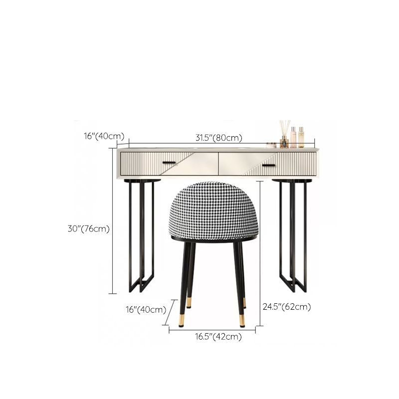 Scandinavian Stone White Vanity Desk 5-Drawers Vanity Dressing Table
