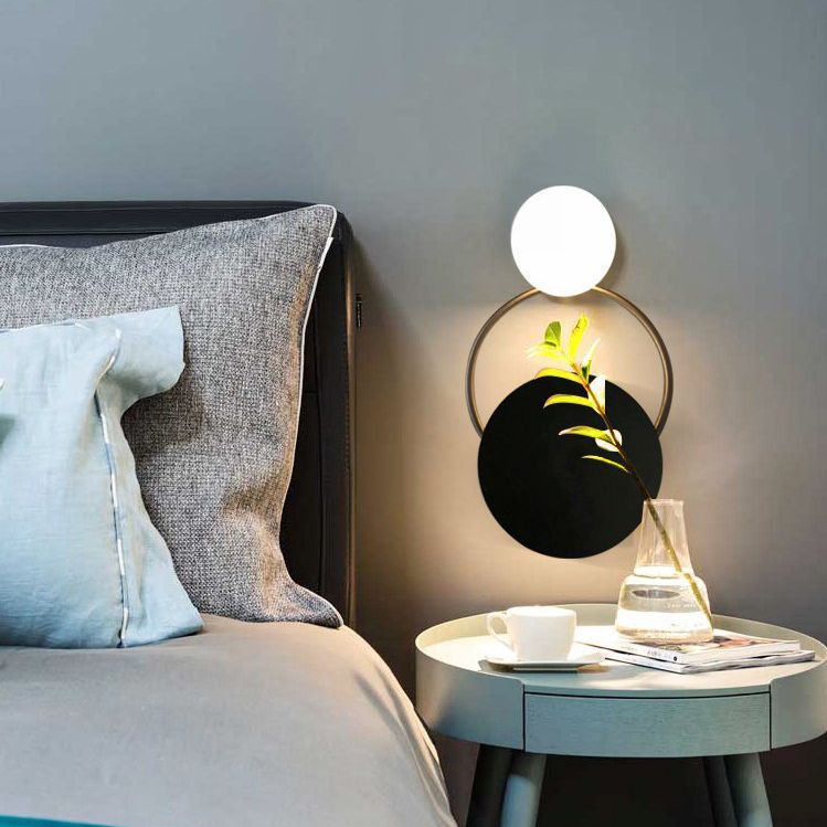 Lámpara de pared circular de hierro de pared de pared de 2 luces de lujo de lujo para espacios interiores