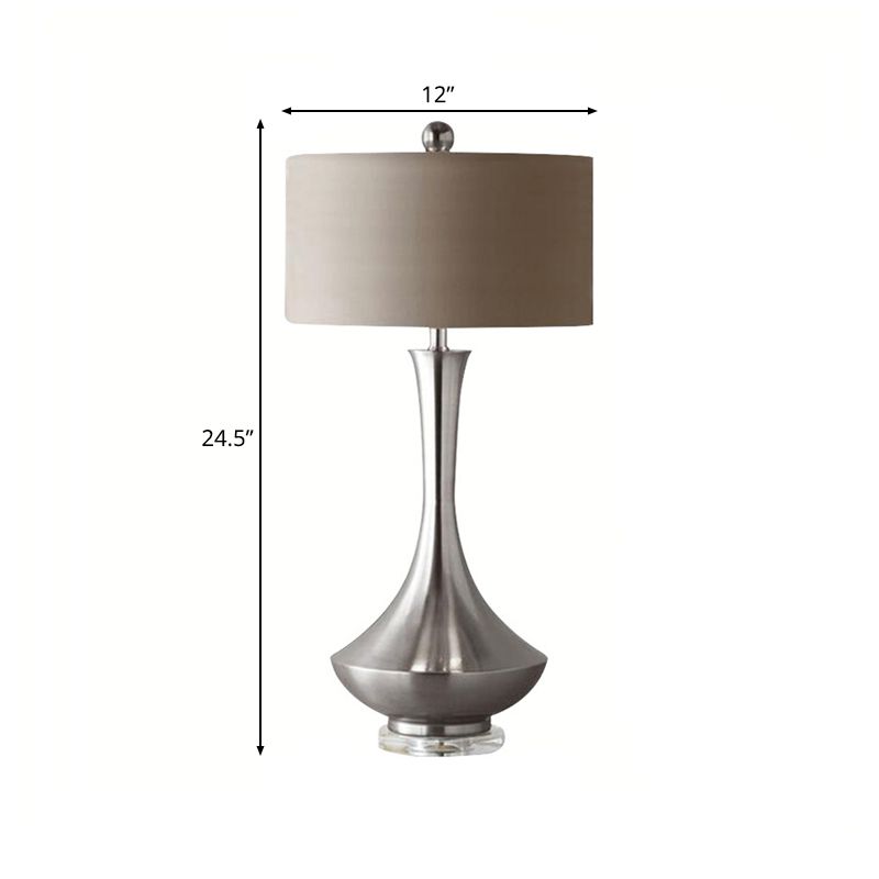 Grau/schwarzer Zylinderstudie Lampe Traditionelle Stoff 1 Kopflesebuchlicht mit Silber/Gold -Glas Basis