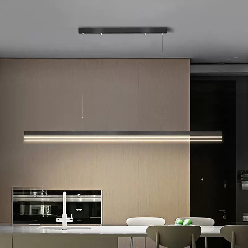 Linear Hanging Lamp Modern Mental 1 Light Hanging Light for Dining Room