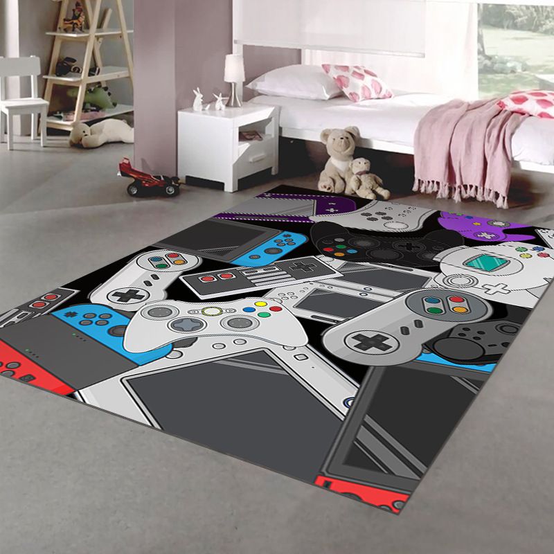 Trendy Gamepad Pattern Carpet Polyester Area Rug Stain Resistant Rug for Living Room