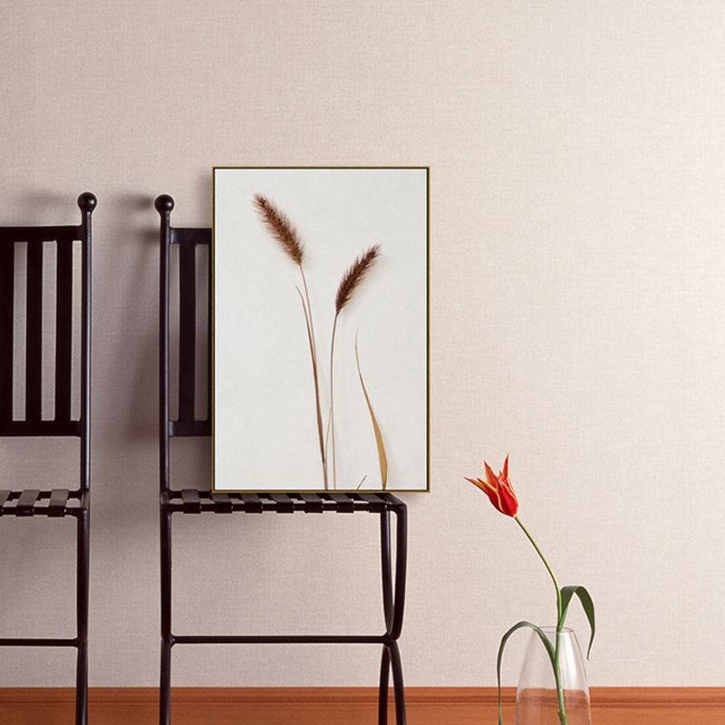 Botanische Leinwandkunst im rustikalen Stil, helle Farbe, strukturierte Wanddekoration für das Esszimmer