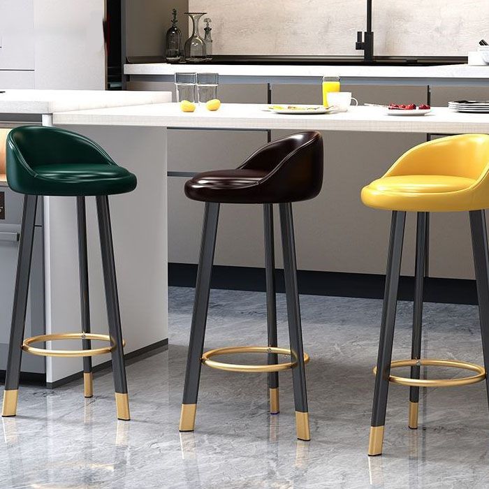 Modern Home Low Back Barstool Matte Finish Upholstered Stools