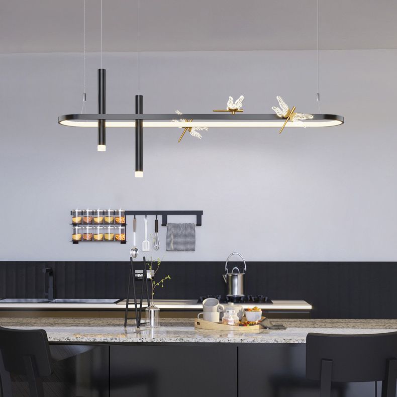 Modern Linear Ceiling Pendant Light Metal Island Pendant