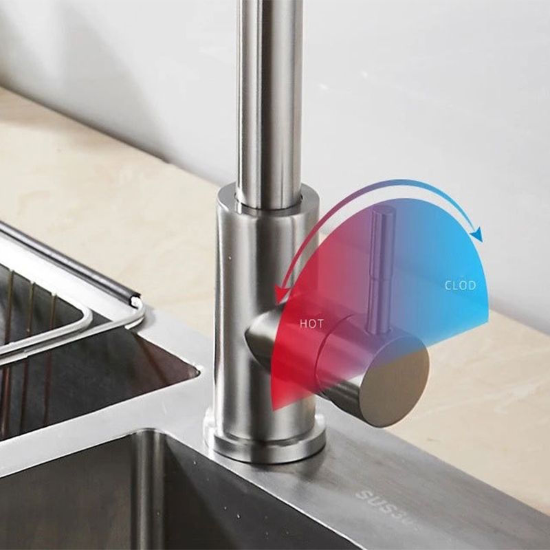 Modern 1-Handle Faucet Stainless Steel Pull down Standard Kitchen Faucet