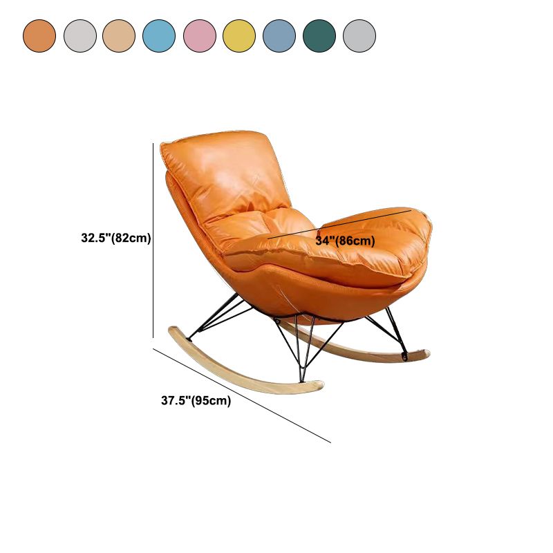 Simple Faux Leather Rocker Chair Plain Rocking Chair with Removable Cushions