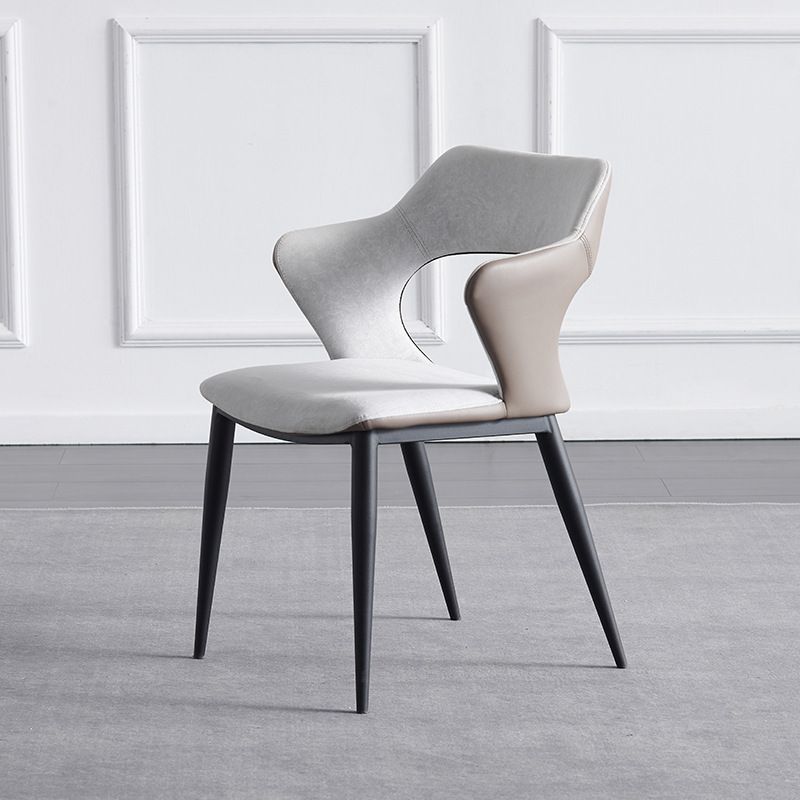 Metal Contemporary Dining Room Chair Metallic Finish Open Back Dining Side Chair