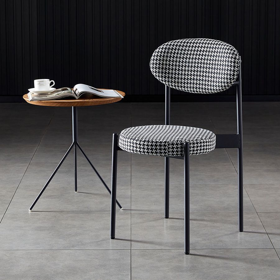 Silla de comedor de cocina estilo Glam, sillas laterales sin brazos de comedor de metal