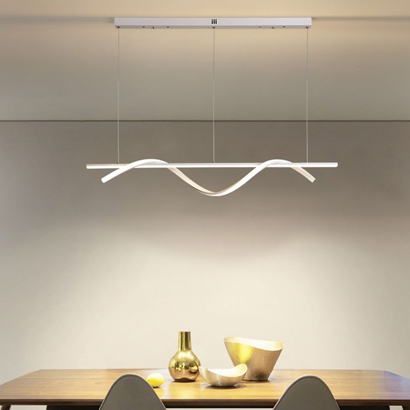 Simple Island Lamp Modern LED Island Hanging Lamp with Silica Gel Shade for Dining Room