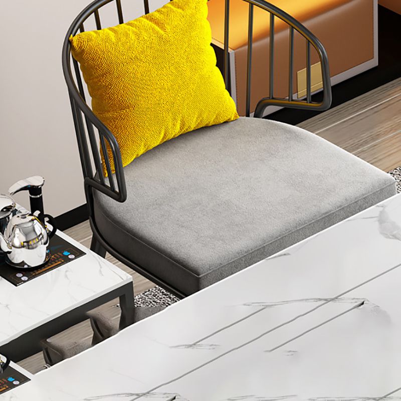 Grey Upholstered Dining Chairs Metal Windsor Back Arm Chairs