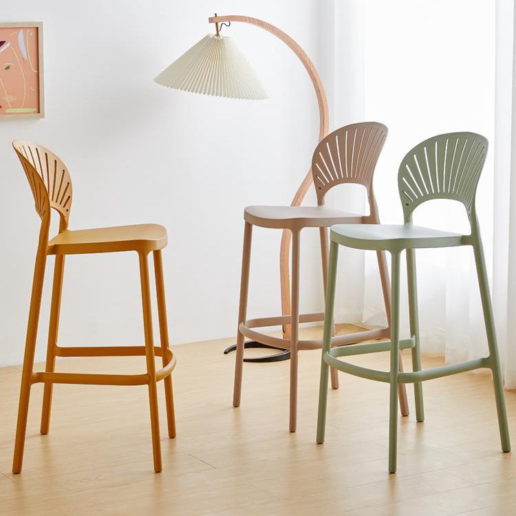 Modern Low Back Bar Stool Plastic Footrest Stackable Counter Stool