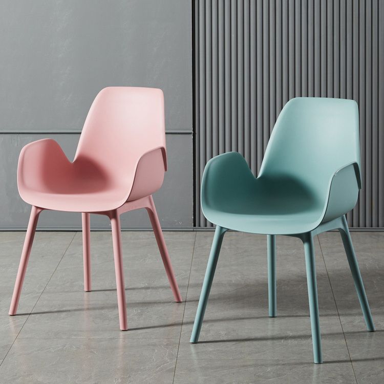 Modern Plastic Arm Chair Parsons Chair in Matte Finish for Kitchen