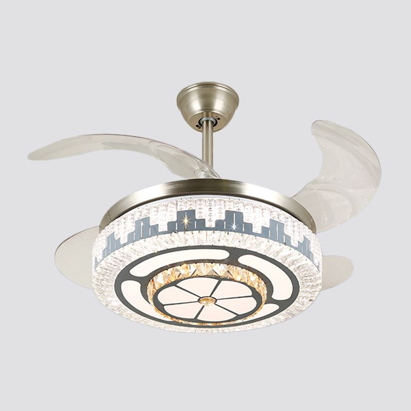 Geschichtete Esszimmer Hängende Lüfterleuchte leichte kristall 19 "breite LED Moderne Semi -Flush Deckenlampe, 4 Klingen