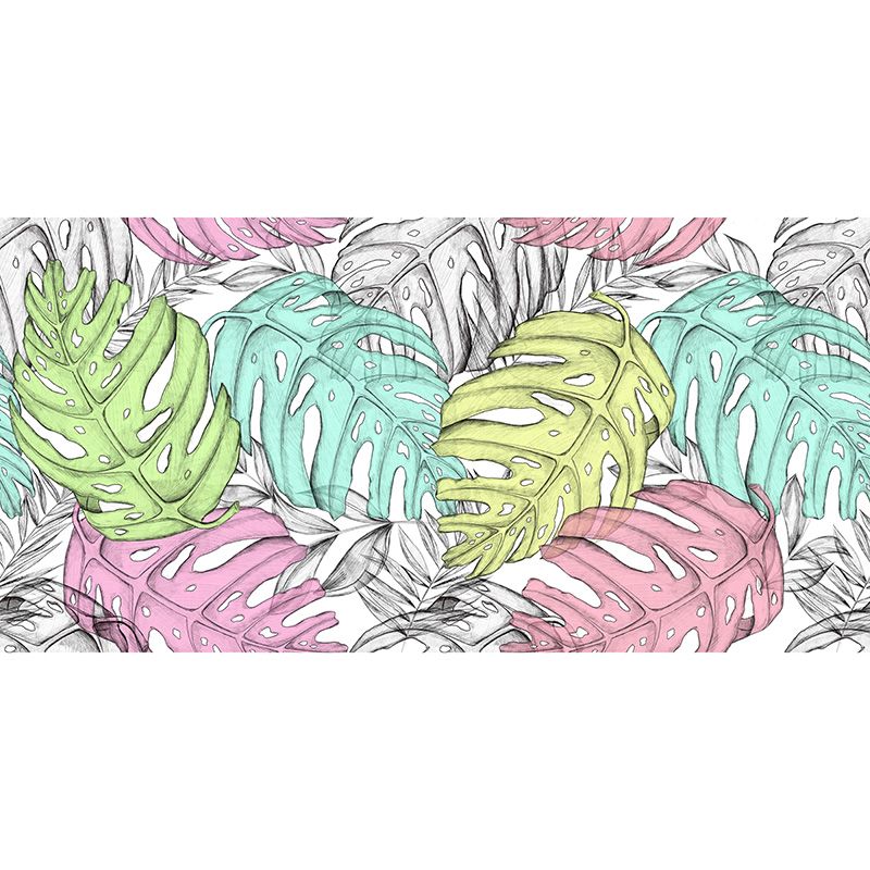 Tropical Botanical Wall Paper Mural Stain Resistant Pastel Wall Decor for Home