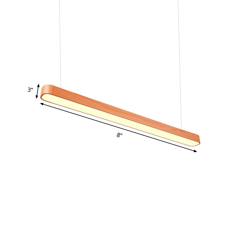 Elongated Oval Hanging Lighting Modern Led 4"/8"/12" Wide Wood Deep Grain/Light Grain Ceiling Pendant Light in White/Warm/Natural Light