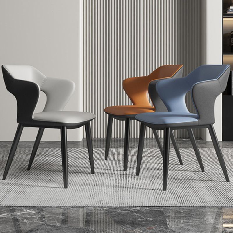 Metal Indoor Upholstered Chair with Arms Metallic Finish Open Back Side Chair