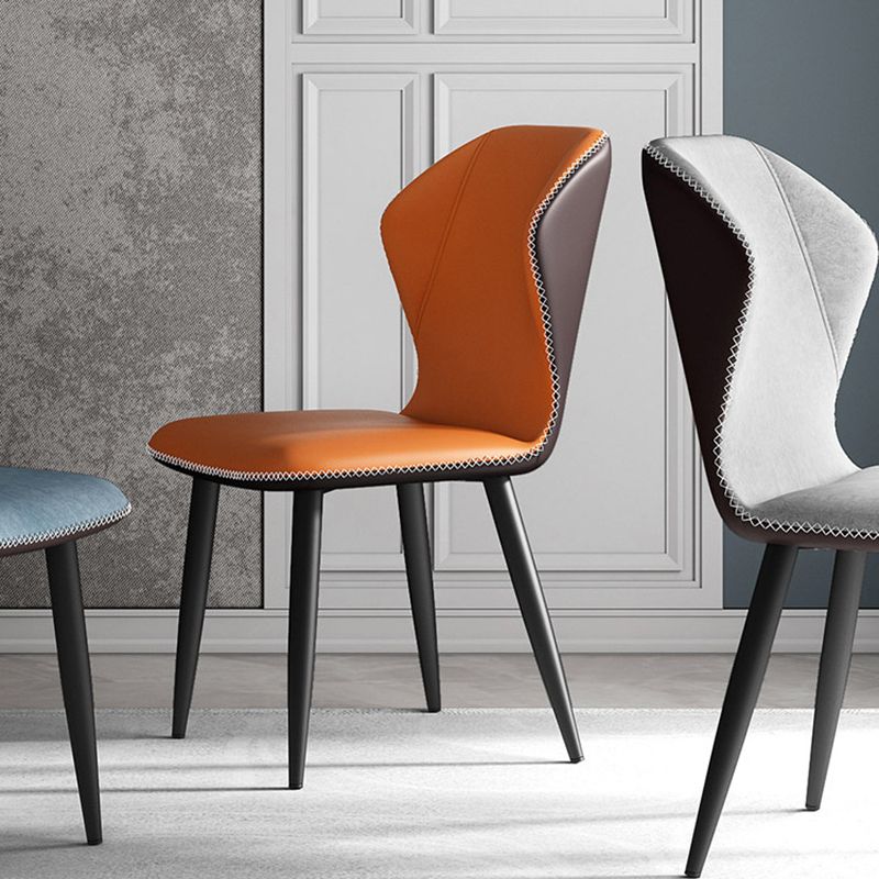 Silla de comedor sin brazos con respaldo industrial, sillas de comedor de piel sintética para uso doméstico