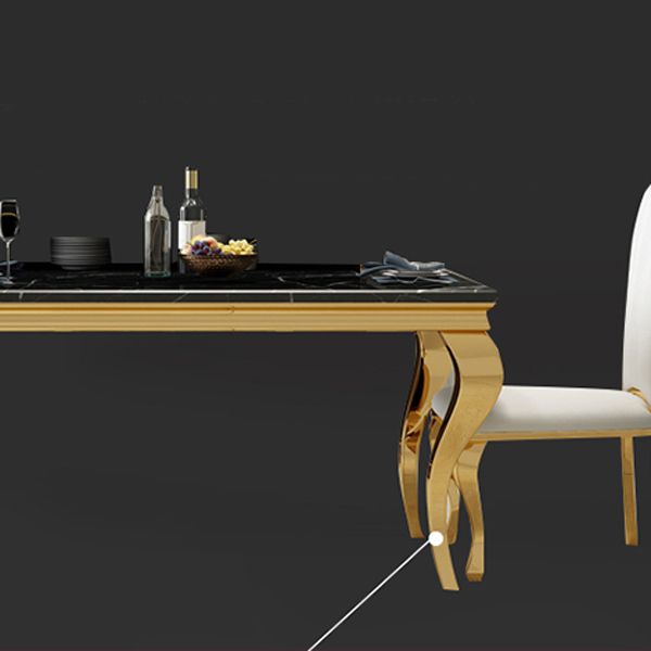 Traditional Luxury Dining Table Rectangle Metal Gold Tripod Dining Table