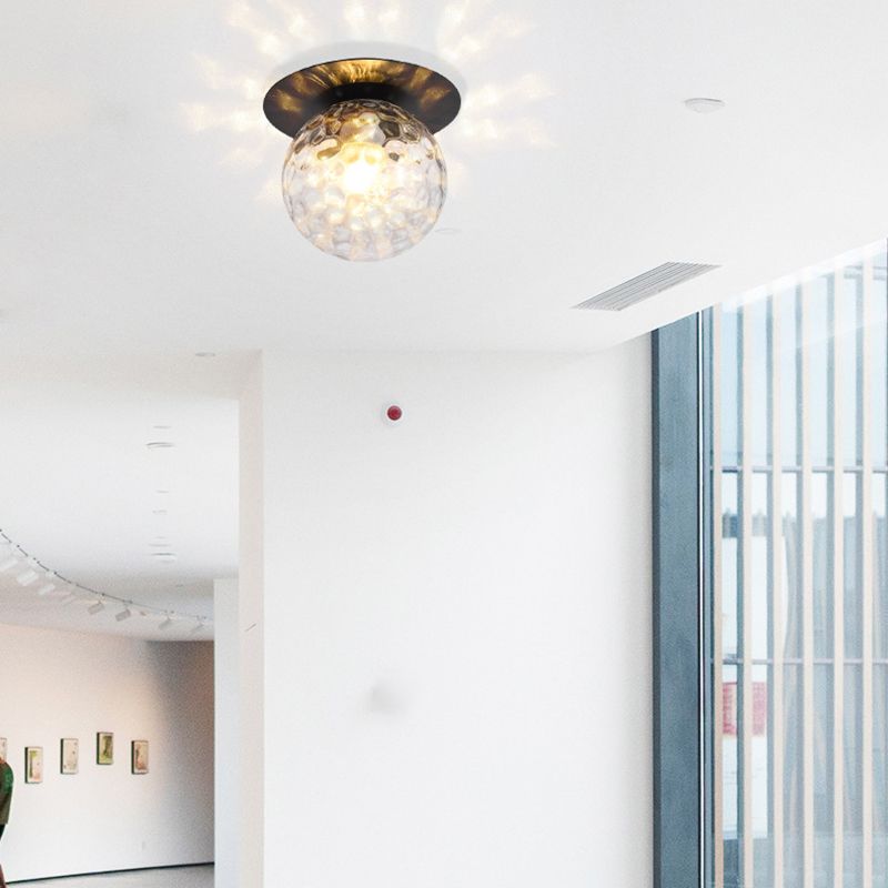 Traditional Globe Bath Sconce Iron & Glass Bathroom Vanity Lighting in Black / Gold