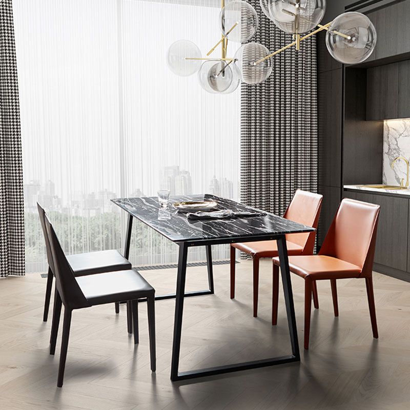 Designer Style Solid Back Chair Home Leather Matte Finish Dining Chair