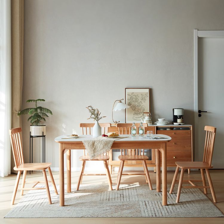 Solid Wood Frame Dining Table Rectangle Dinette Table for Home