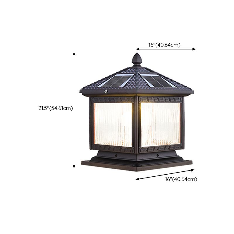 Contemporary Pillar Lighting Fixture Creative LED Solar Lamp for Garden