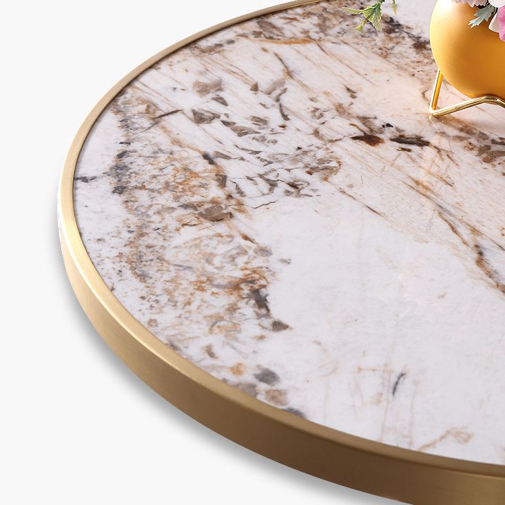 Round Stone Dining Table Traditional Luxury Dining Room Collection with Pedestal Base