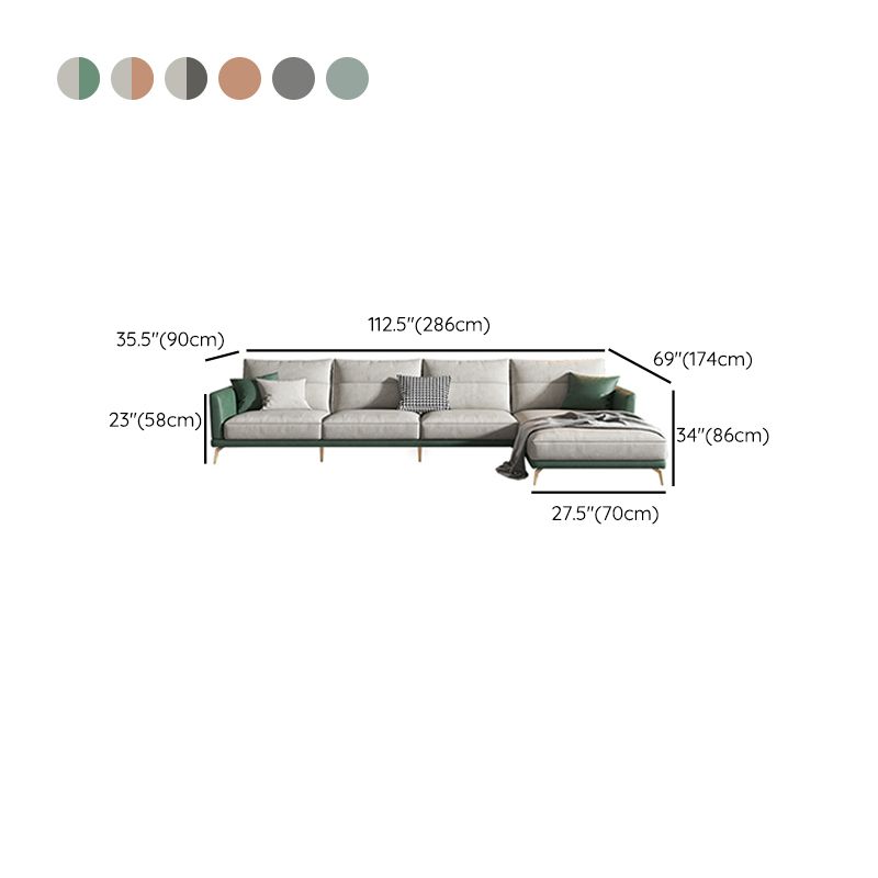 68" Wide Glam Sectional Sofa Leather L-Shape Cushion Back Sectionals